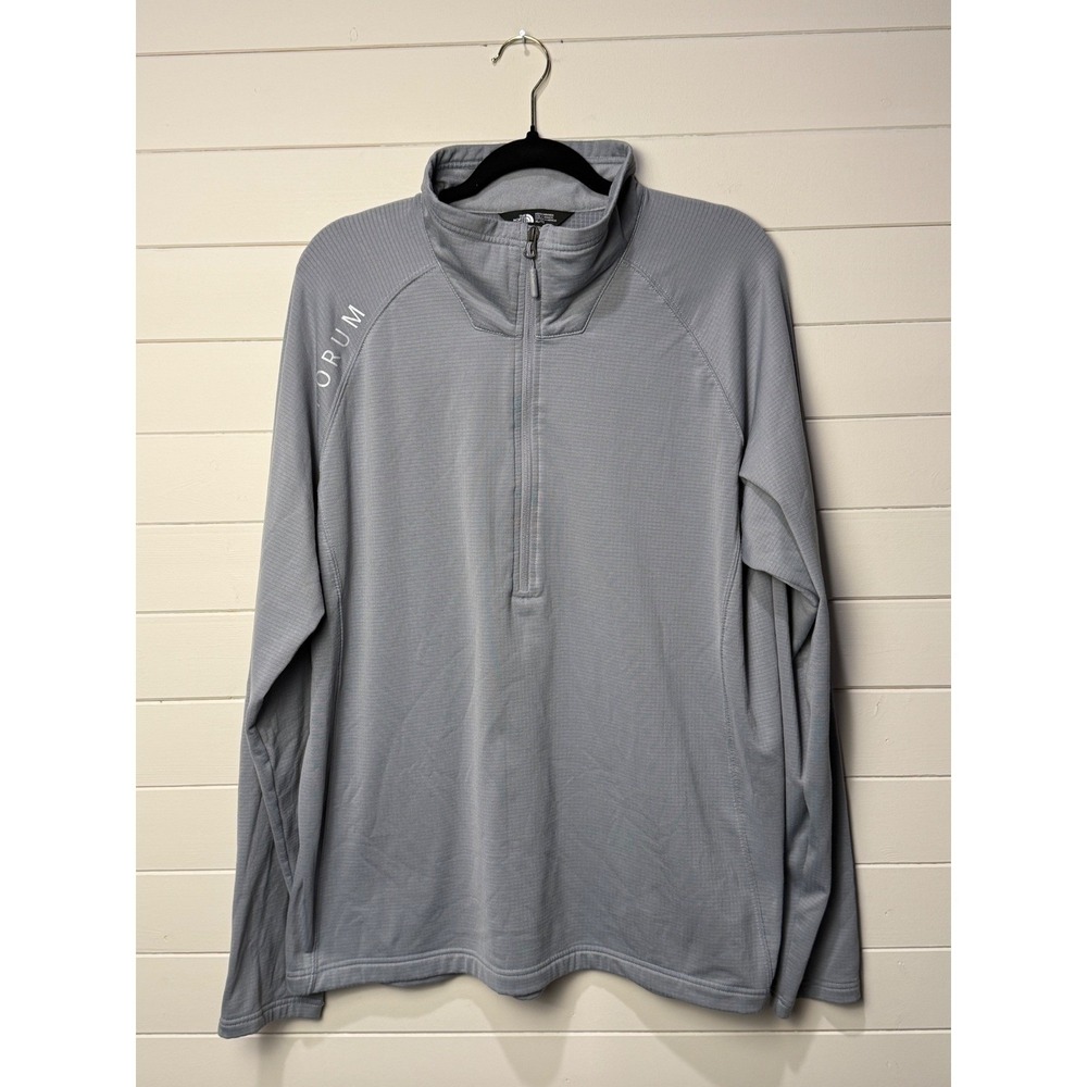 The North Face Echo Rock 1/4 Zip Mens XL Grey Waffle Grid Fleece Pullover Jacket